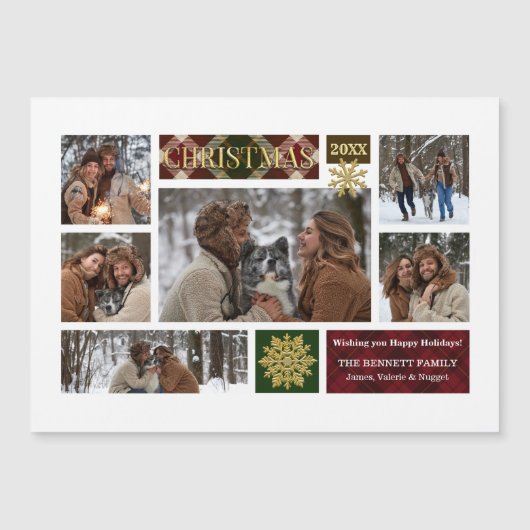 Rustic Pset & Gold Snowflakes Multi-Photo (Voorkant)