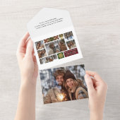 Rustic Pset & Gold Snowflakes Multi-Photo All In One Uitnodiging (Afscheurbaar)