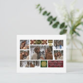 Rustic Pset & Gold Snowflakes Multi-Photo Feestdagenkaart (Staand voorkant)