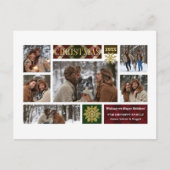 Rustic Pset & Gold Snowflakes Multi-Photo Feestdagenkaart (Voorkant)