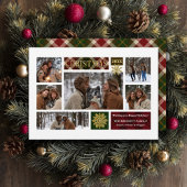 Rustic Pset & Gold Snowflakes Multi-Photo Feestdagenkaart