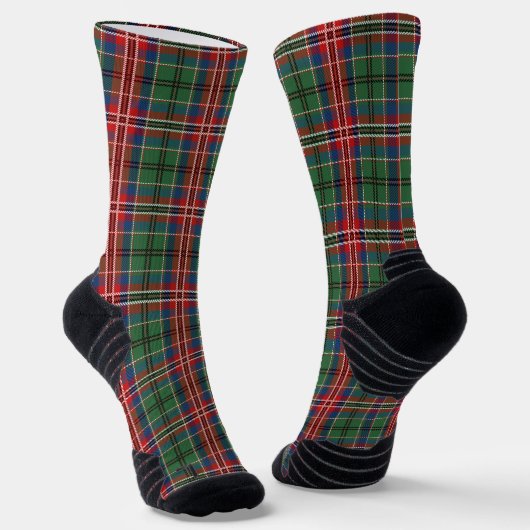 Rustic Pset Green en Red Gecontroleerd Tartan Sokken (Gebogen)