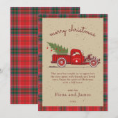 Rustic Pset Kraft Red Truck - Aangepaste boomstruc Feestdagenkaart (Voorkant / Achterkant)