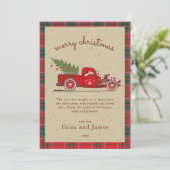 Rustic Pset Kraft Red Truck - Aangepaste boomstruc Feestdagenkaart (Staand voorkant)