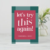 Rustic Pset "Laten we dit opnieuw proberen" Vakant Feestdagenkaart (Staand voorkant)