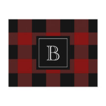 Rustic Pset Lumberjack Monogram Initiaal Rood zwar