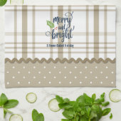 Rustic Pset Merry en Bright Kerstmis Theedoek (Gevouwen)