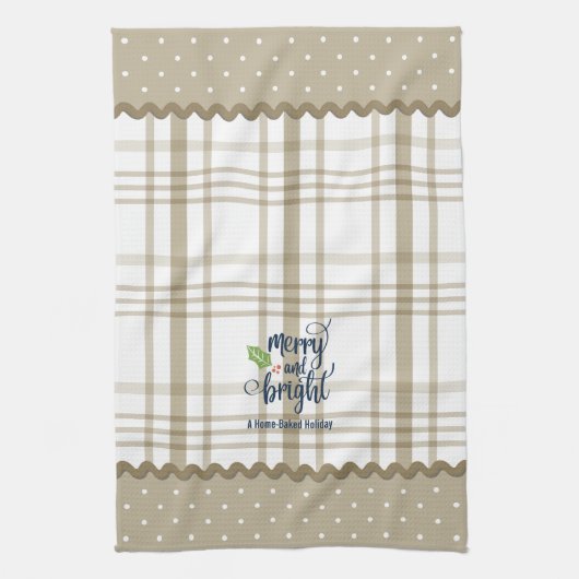 Rustic Pset Merry en Bright Kerstmis Theedoek (Verticaal)