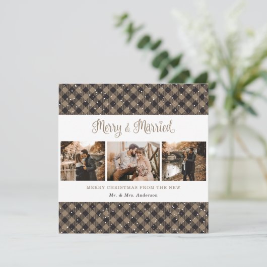 Rustic Pset Merry en Kaart met kerstmis (Staand voorkant)