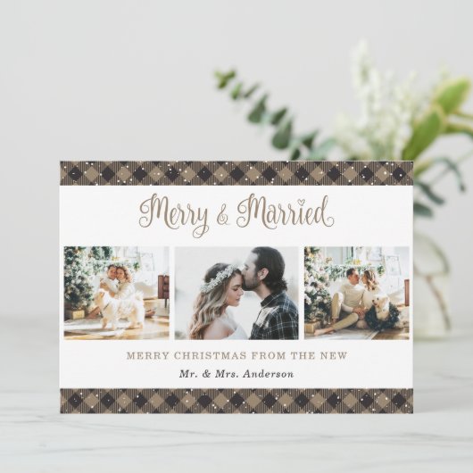 Rustic Pset Merry en Kaart met kerstmis (Staand voorkant)