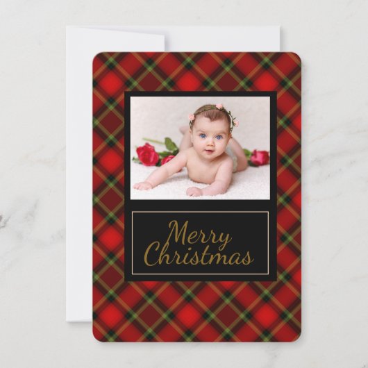 Rustic Pset Merry-kerstfotokaart Feestdagenkaart (Voorkant)