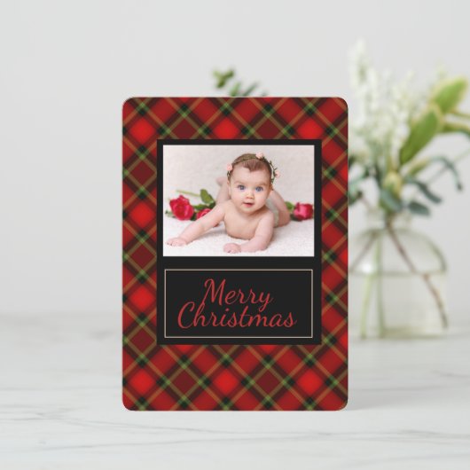 Rustic Pset Merry-kerstfotokaart Feestdagenkaart (Staand voorkant)