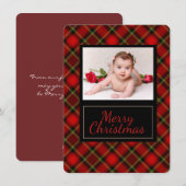 Rustic Pset Merry-kerstfotokaart Feestdagenkaart (Voorkant / Achterkant)