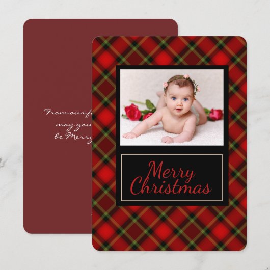 Rustic Pset Merry-kerstfotokaart Feestdagenkaart (Voorkant / Achterkant)