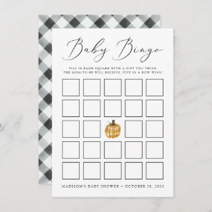 Rustic Pset Pumpkin Baby shower Bingo Kaart
