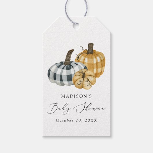 Rustic Pset Pumpkin Baby shower Cadeaulabel (Voorkant)