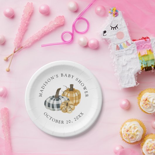 Rustic Pset Pumpkin Baby shower Papieren Bordje (Feest)