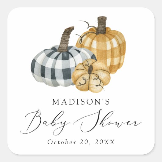 Rustic Pset Pumpkins Baby shower Vierkante Sticker (Voorkant)