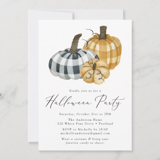 Rustic Pset Pumpkins Halloween Party Kaart (Voorkant)