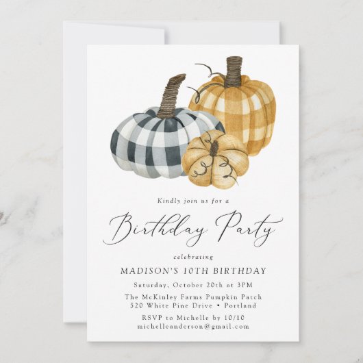 Rustic Pset Pumpkins Herfst Birthday Party Kaart (Voorkant)