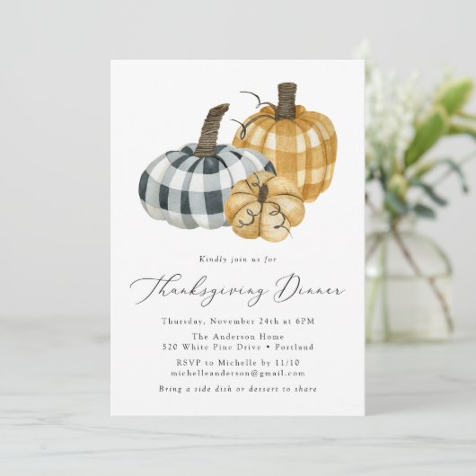Rustic Pset Pumpkins Thanksgiving Dinner Kaart (Staand voorkant)