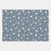 Rustic Pset Snowflakes en Holly in Country Blue Inpakpapier Vel (Voorkant 3)