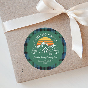 Rustic Pset Tartan Family Camping Squad Campbell Ronde Sticker