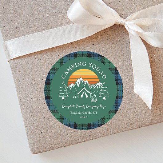 Rustic Pset Tartan Family Camping Squad Campbell Ronde Sticker