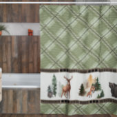 Rustic Pset Waterverf Woodland Animal Cabin Douchegordijn