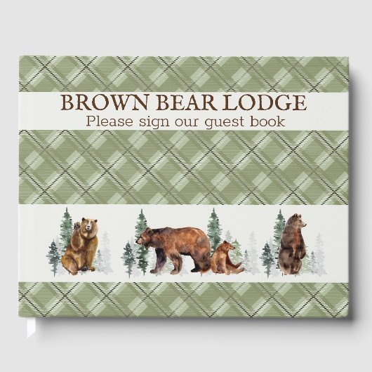 Rustic Pset Waterverf Woodland Beer Cabin Gastenboek (Voorkant)