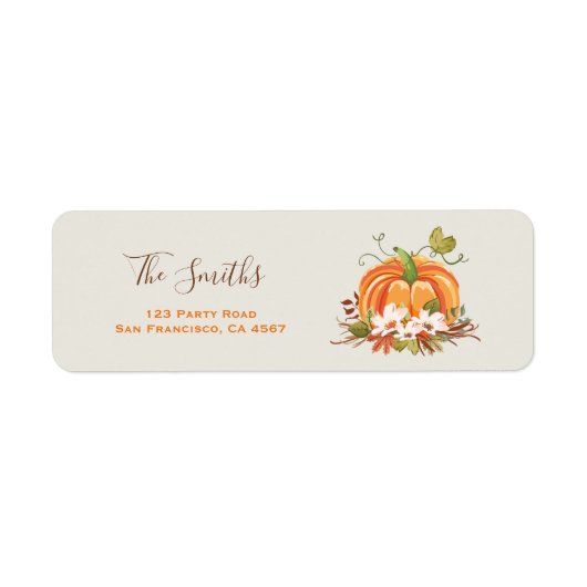 Rustic Pumpkin Adresetiketten Herfst herfst Neutra Etiket (Voorkant)