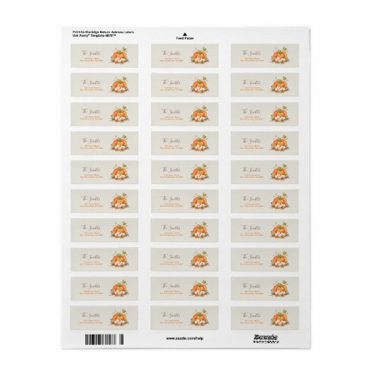 Rustic Pumpkin Adresetiketten Herfst herfst Neutra Etiket (Full Sheet)