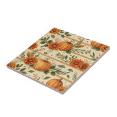 Rustic Pumpkin and Chrysanthemum Autumn Pattern Tegeltje (Zijkant)