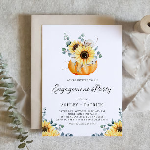 Rustic Pumpkin and Sunflower Herfst Engagement Par Kaart
