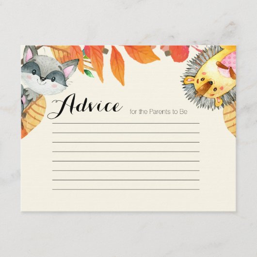 Rustic Pumpkin Animal Advice Kaart Baby shower (Voorkant)