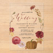 Rustic Pumpkin Autumn Fall Wedding Acryl Uitnodigingen (Voorkant)