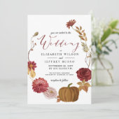 Rustic Pumpkin Autumn Fall Wedding Kaart (Staand voorkant)