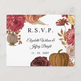Rustic Pumpkin Autumn Fall Wedding RSVP Uitnodiging Briefkaart