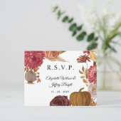 Rustic Pumpkin Autumn Fall Wedding RSVP Uitnodiging Briefkaart (Staand voorkant)