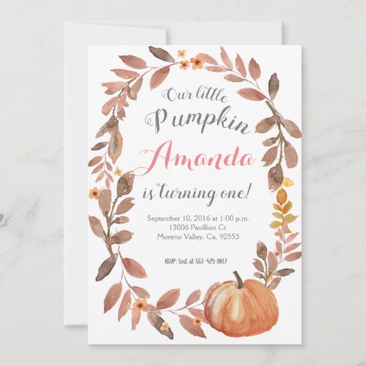 Rustic Pumpkin Autumn Herfst Birthday Party Kaart (Voorkant)