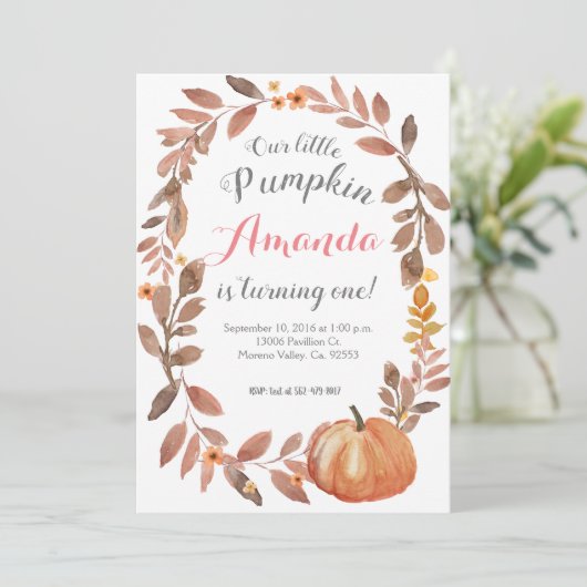 Rustic Pumpkin Autumn Herfst Birthday Party Kaart (Staand voorkant)