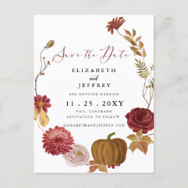 Rustic Pumpkin Autumn Herfst slaat de datum op Aankondigingskaart