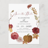 Rustic Pumpkin Autumn Herfst slaat de datum op Aankondigingskaart (Voorkant)