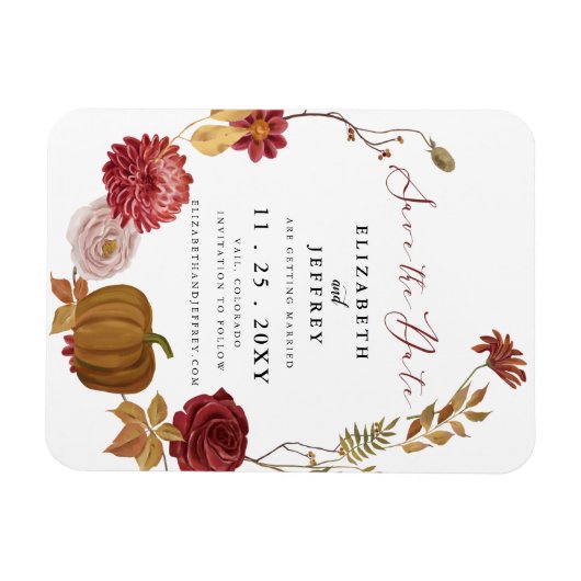 Rustic Pumpkin Autumn Herfst slaat de datum op Magneet (Horizontaal)