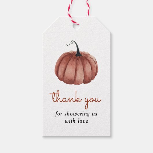 Rustic Pumpkin Baby shower Dank u Cadeaulabel (Voorkant)