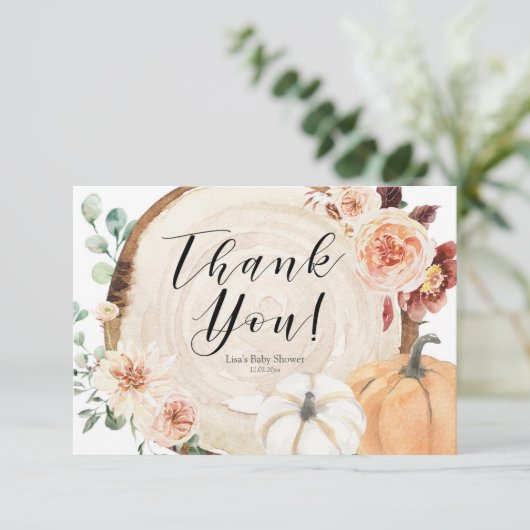 Rustic Pumpkin Baby shower - Hartelijk dank Bedankkaart (Staand voorkant)