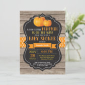 Rustic Pumpkin Baby shower Invitation Kaart Wood (Staand voorkant)
