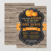 Rustic Pumpkin Baby shower Invitation Kaart Wood (Voorkant / Achterkant)