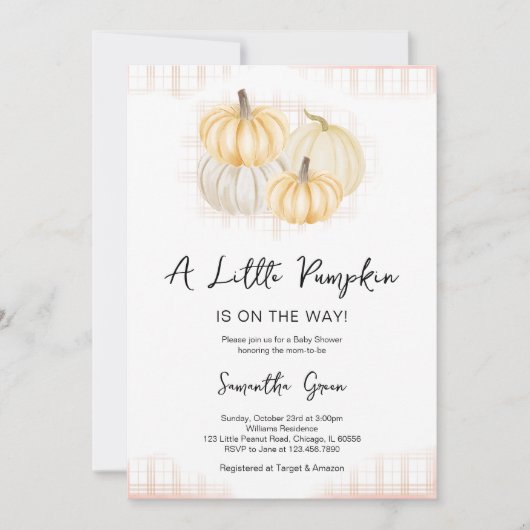 Rustic Pumpkin Baby shower Kaart (Voorkant)