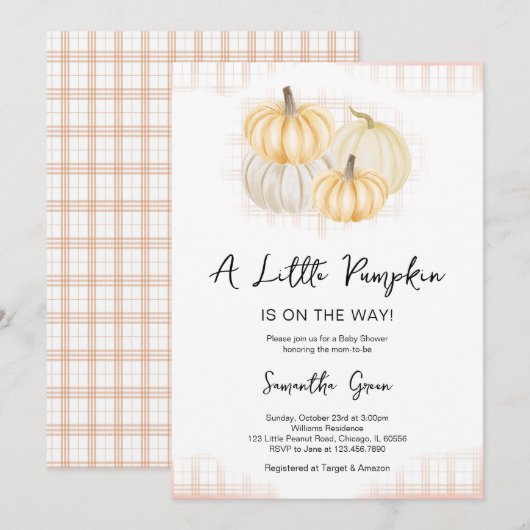 Rustic Pumpkin Baby shower Kaart (Voorkant / Achterkant)